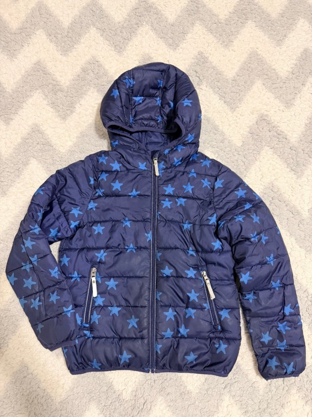 Hanna Andersson Kids Navy Star Puffer Jacket 130 US 8